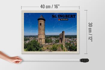 Panneau en bois villes St. Visite de la ville d'Ingbert Burg Kirkel 40x30cm 4