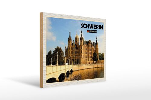 Holzschild Städte Schwerin Schloss Architektur 40x30cm