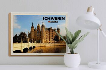 Panneau en bois villes architecture du château de Schwerin 40x30cm 3