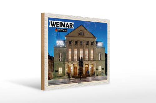 Holzschild Städte Weimar Nationaltheater Mittelalter 40x30cm