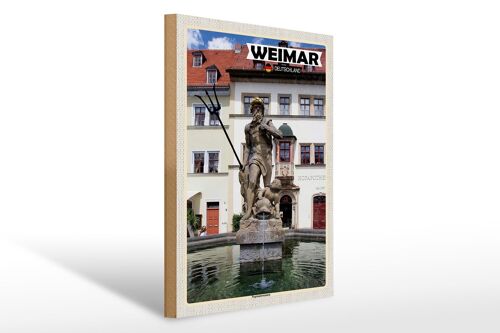 Holzschild Städte Weimar Neptunbrunnen Architektur 30x40cm