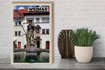 Panneau en bois villes Weimar Neptune fontaine architecture 30x40cm 3