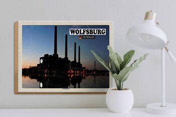 Panneau en bois villes Wolfsburg VW centrale électrique rivière 40x30cm 3