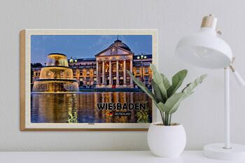 Panneau en bois villes Wiesbaden Fontaine Kurhaus 40x30cm 3