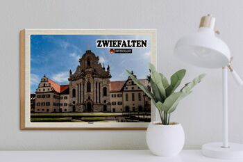 Panneau en bois Villes de Zwiefalten Münster bâtiment 40x30cm 3