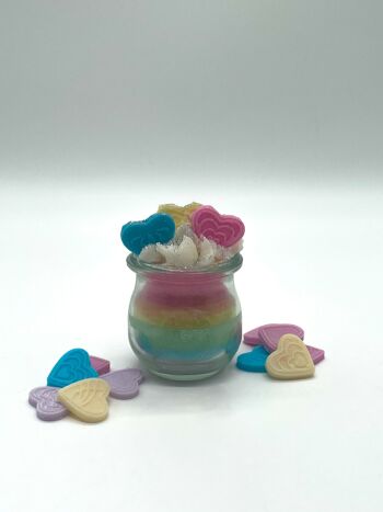 Bougie dessert "Fabulous Rainbow" parfum lilas - bougie parfumée dans un verre - cire de soja 3
