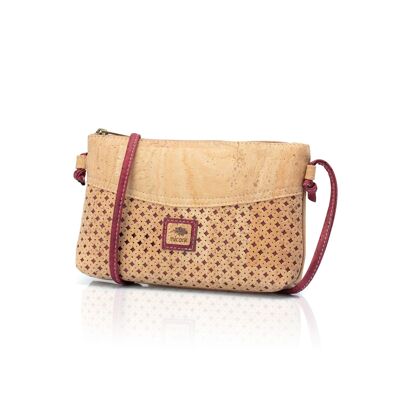 Perforated cork shoulder bag