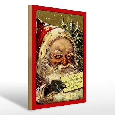 Cartel de madera Papá Noel Invierno Nieve Navidad 30x40cm