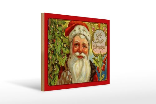 Holzschild Weihnachten Santa Claus Tannenbaum 40x30cm