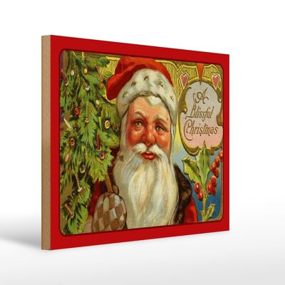 Holzschild Weihnachten Santa Claus Tannenbaum 40x30cm