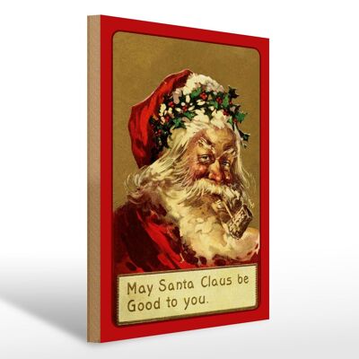 Wooden sign Christmas Santa Claus funny 30x40cm