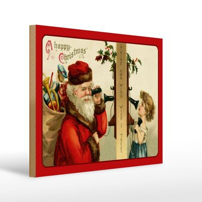 Cartel de madera Regalos de Navidad Papá Noel 40x30cm