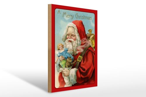 Holzschild Weihnachtsmann Geschenke Santa Fest 30x40cm