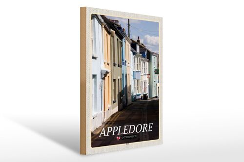 Holzschild Städte England Appledore Town Street 30x40cm