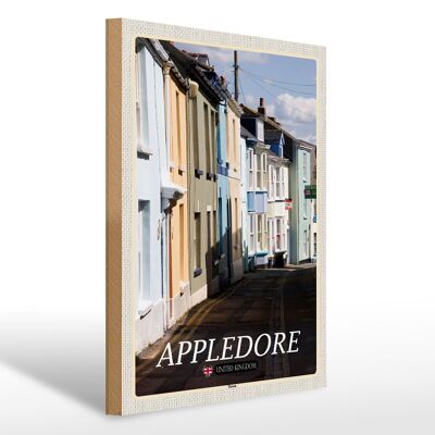 Cartel de madera ciudades Inglaterra Appledore Town Street 30x40cm