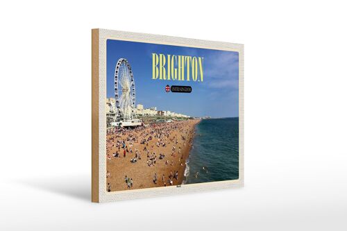 Holzschild Städte United Kingdom Brighton Beach 40x30cm