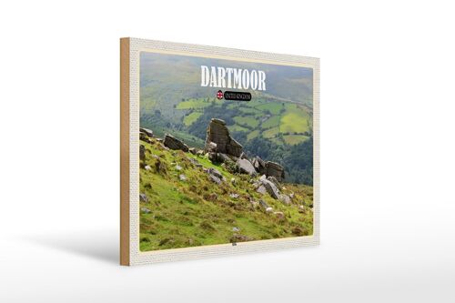 Holzschild Städte Dartmoor Hills UK England 40x30cm