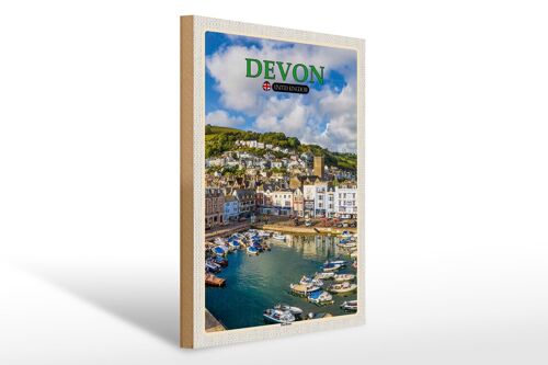Holzschild Städte Devon United Kingdom Harbour 30x40cm