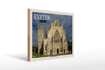 Panneau en bois villes Exeter Cathédrale Église Saint Pierre 40x30cm 1