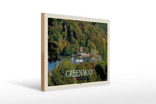 Holzschild Städte Greenway River UK England 40x30cm