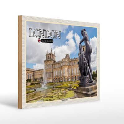 Cartel de madera ciudades Londres Inglaterra Palacio de Blenheim 40x30cm