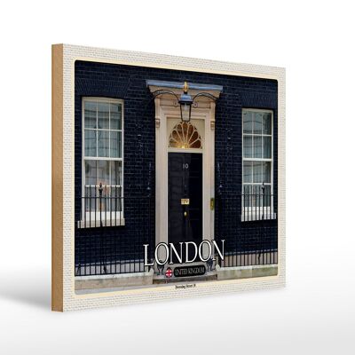 Cartello in legno città Inghilterra UK Downing Street 10 40x30cm