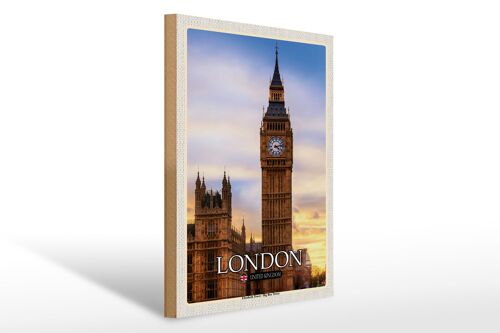 Holzschild Städte London Elizabeth Tower Big Ben 30x40cm