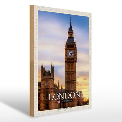 Cartel de madera ciudades Londres Elizabeth Tower Big Ben 30x40cm