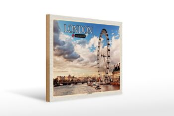 Panneau en bois villes Royaume-Uni Angleterre London Eye 40x30cm 1