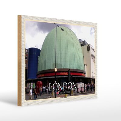 Cartel de madera ciudades Londres Inglaterra Madame Tussauds 40x30cm