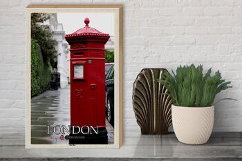 Panneau en bois Villes Londres Angleterre Royaume-Uni Boîte aux lettres 30x40cm 3
