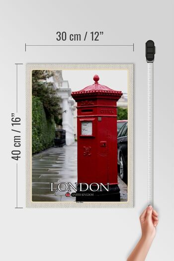 Panneau en bois Villes Londres Angleterre Royaume-Uni Boîte aux lettres 30x40cm 4