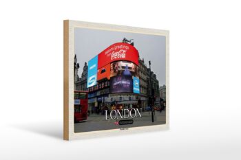 Panneau en bois villes Londres Piccadilly Circus UK Angleterre 40x30cm 1