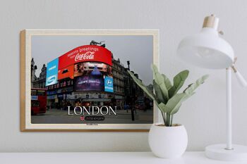 Panneau en bois villes Londres Piccadilly Circus UK Angleterre 40x30cm 3