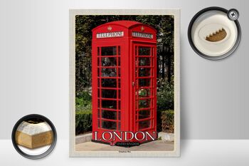 Panneau en bois villes Londres Royaume-Uni Cabine téléphonique 30x40cm 2
