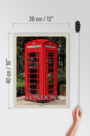 Panneau en bois villes Londres Royaume-Uni Cabine téléphonique 30x40cm 4