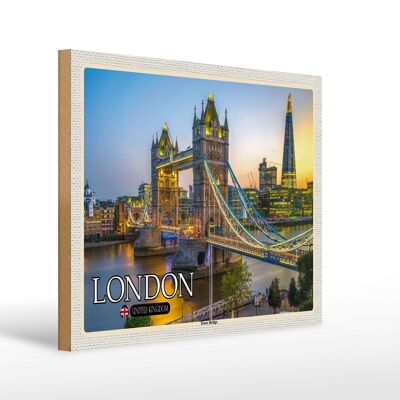 Panneau en bois villes Tower Bridge Londres Royaume-Uni Angleterre 40x30cm