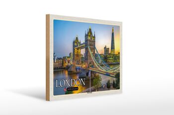Panneau en bois villes Tower Bridge Londres Royaume-Uni Angleterre 40x30cm 1