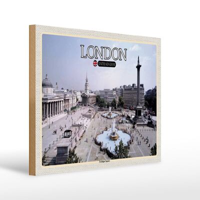 Cartello in legno città Trafalgar Square Londra UK 40x30 cm
