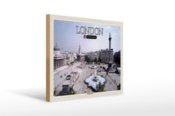 Panneau en bois villes Trafalgar Square Londres UK 40x30cm 1