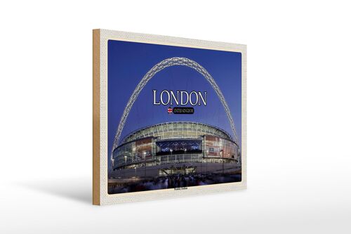 Holzschild Städte Wembley Stadium London England 40x30cm