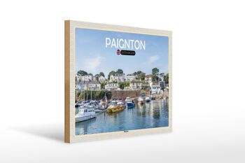 Panneau en bois villes Paignton Harbour UK Angleterre 40x30cm 1