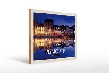 Panneau en bois villes Plymouth Harbour Angleterre Royaume-Uni 40x30cm 1