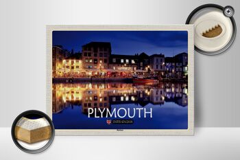 Panneau en bois villes Plymouth Harbour Angleterre Royaume-Uni 40x30cm 2