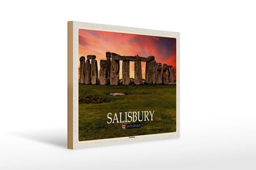 Holzschild Städte Salisbury Stonchenge England UK 40x30cm