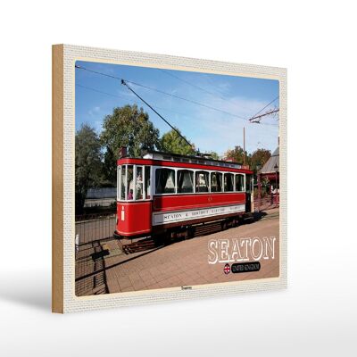 Cartel de madera ciudades Seaton Tramway Reino Unido Inglaterra 40x30cm
