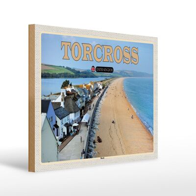 Cartel de madera ciudades Torcross Beach Inglaterra Reino Unido 40x30cm