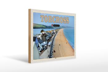 Panneau en bois villes Torcross Beach Angleterre Royaume-Uni 40x30cm 1
