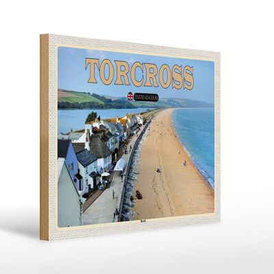 Panneau en bois villes Torcross Beach Angleterre Royaume-Uni 40x30cm