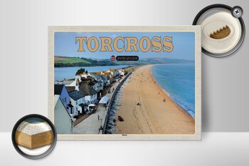 Panneau en bois villes Torcross Beach Angleterre Royaume-Uni 40x30cm 2
